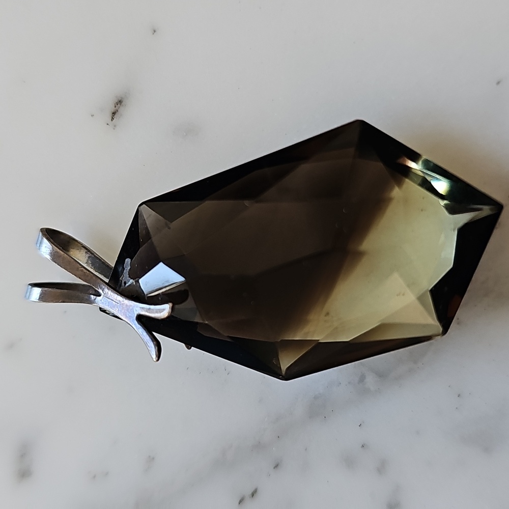 🌺HP🌺Vintage Facet-Cut Smokey Quartz Pendant - Picture 2 of 9